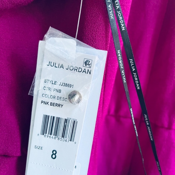 Julia Jordan Womens Knot-Neck Midi Tulip-Hem Halter Fuchsia Dress Size 8 - Picture 13 of 17